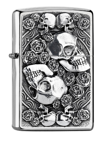 Zippo Windproof Lighter Skull and Roses Design