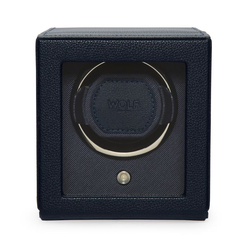 WOLF Cub 461117 - Single Watch Winder with Cover (Navy Blue)